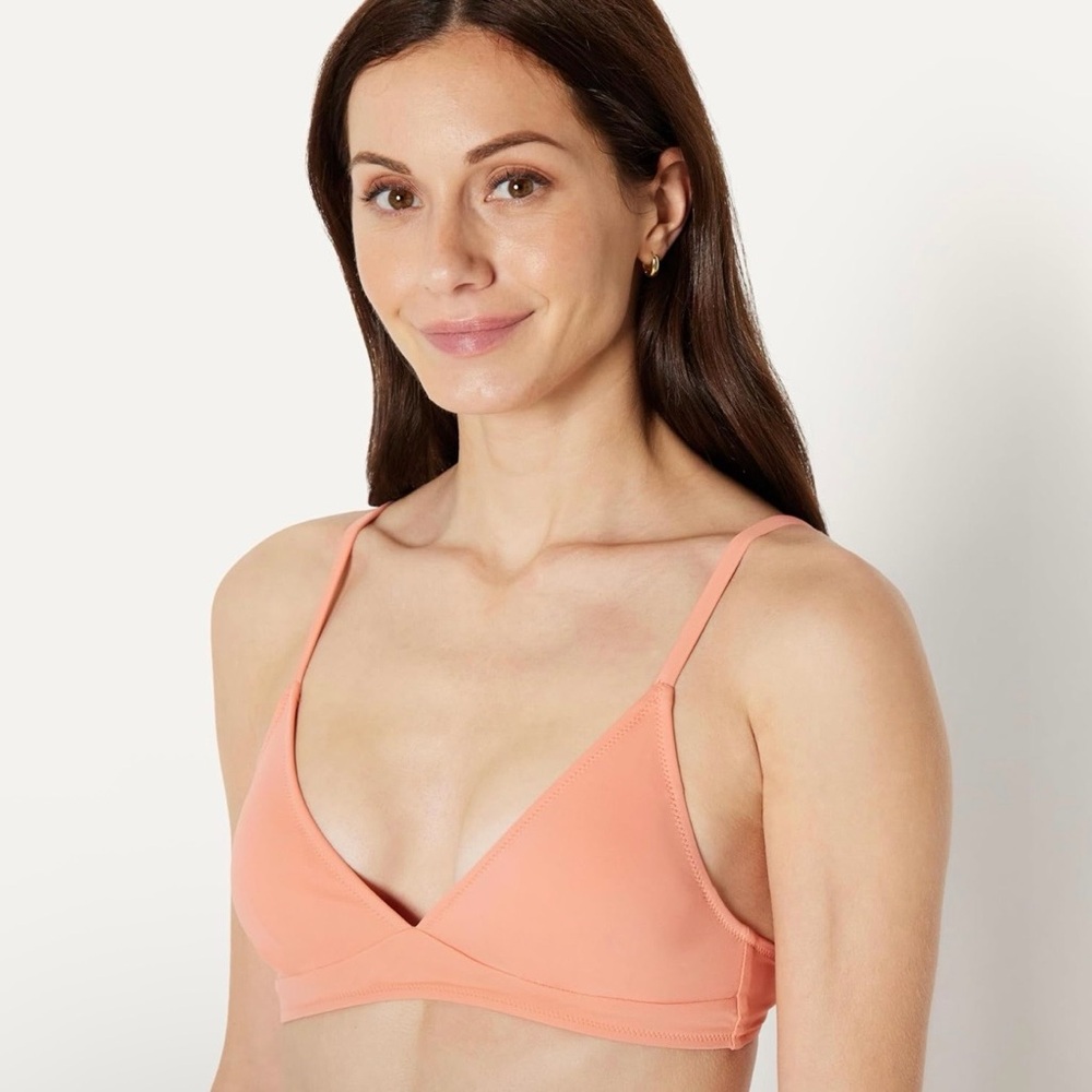 Amazon Essentials Coral Pink Triangle Bikini Top S